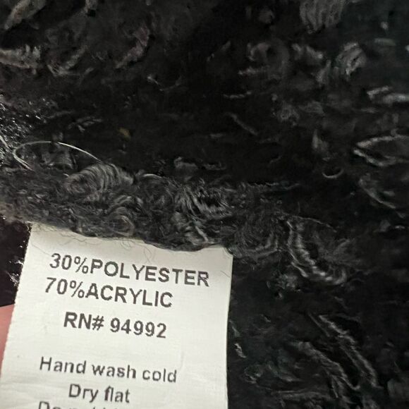 Patrizia Luca Milano Boucle Ruffle Button Down Cardigan Sweater Size M Black - Picture 4 of 16